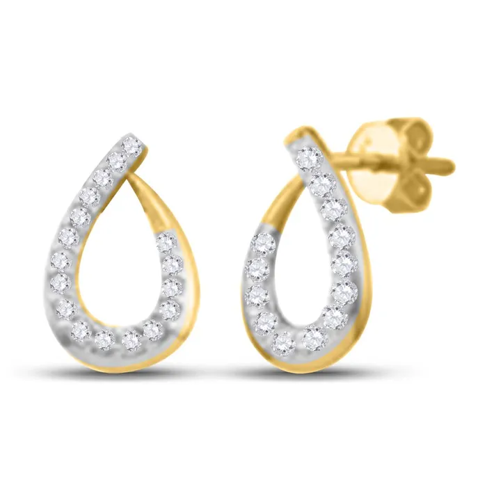 14k Yellow Gold Round Diamond Teardrop Earrings 14 Cttw gndatlanta Earrings