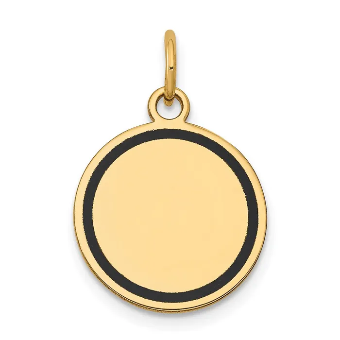 14k Yellow Gold wEnamel 027 Gauge Circular Engravable Disc Charm Goldia Charm Necklaces