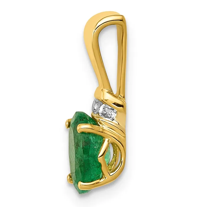 14k Yellow Gold wRhodium Real Diamond and Oval Emerald Pendant Goldia Necklaces