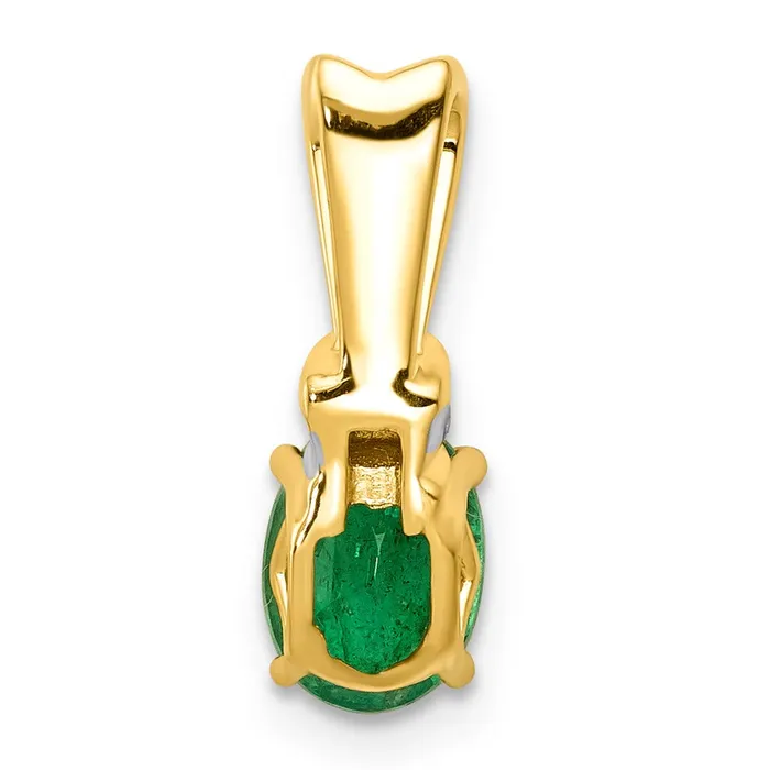 14k Yellow Gold wRhodium Real Diamond and Oval Emerald Pendant Goldia Necklaces