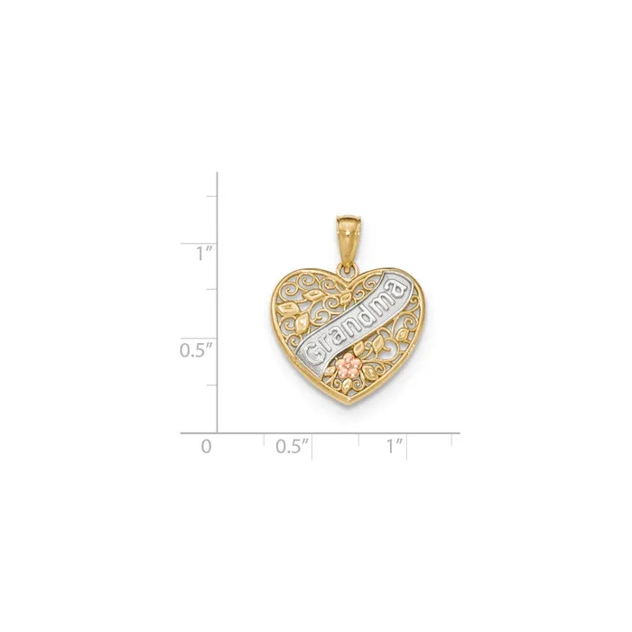 14k Yellow Rhodium Gold Yellow Rose Gold wRhodium Grandma Heart Pendant Goldia Necklaces