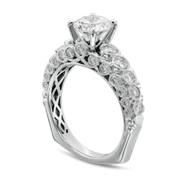 20 CT TW Natural Diamond Antique VintageStyle Engagement Ring in Solid 14K White Gold Goldia Rings