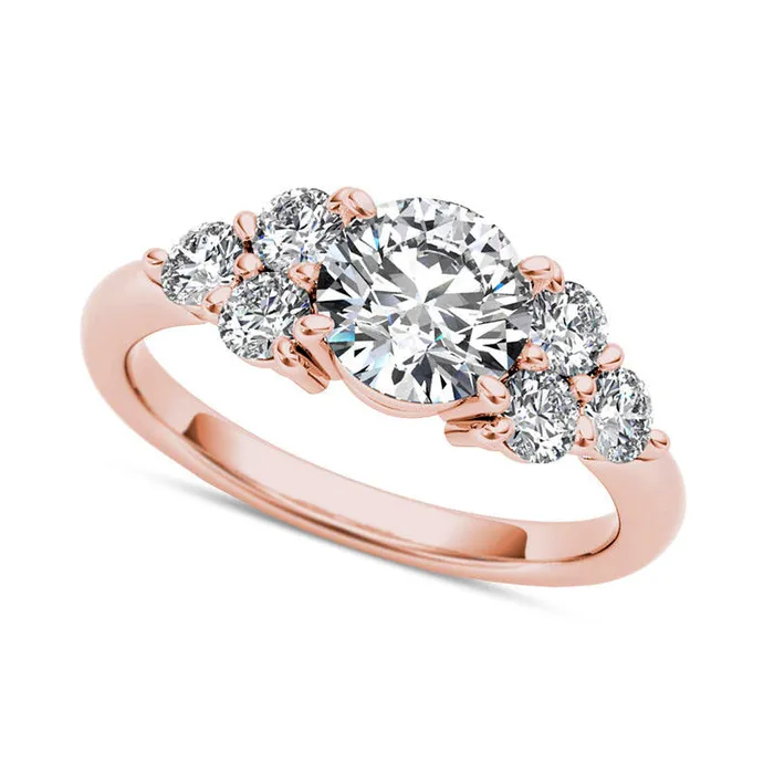 20 CT TW Natural Diamond TriSides Engagement Ring in Solid 14K Rose Gold Goldia Rings