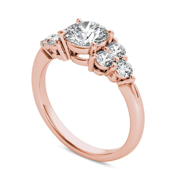 20 CT TW Natural Diamond TriSides Engagement Ring in Solid 14K Rose Gold Goldia Rings