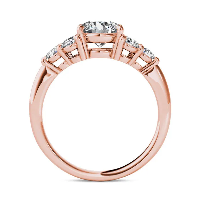 20 CT TW Natural Diamond TriSides Engagement Ring in Solid 14K Rose Gold Goldia Rings