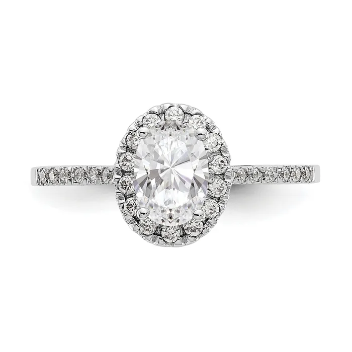 200ct CZ Solid Real 14k White Gold Oval Halo Engagement Ring Goldia Rings
