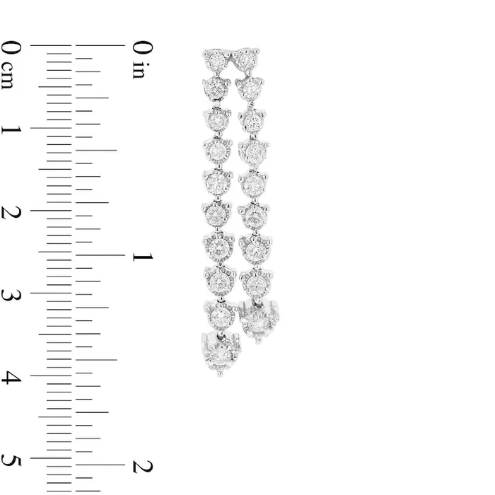 2 CT TW Diamond Double Row Drop Earrings in 14K White Gold II1 Goldia Earrings