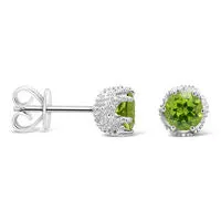60mm Peridot Solitaire Stud Earrings in Sterling Silver Goldia Earrings