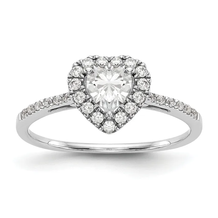 6mm Heart Shape CZ Halo Style Engagement Ring in 14K White Gold Goldiacom Rings