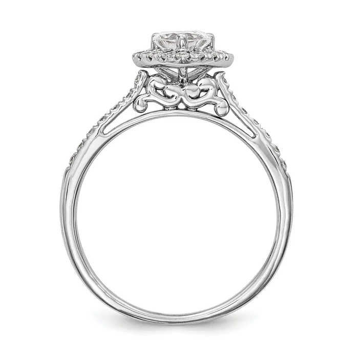 6mm Heart Shape CZ Halo Style Engagement Ring in 14K White Gold Goldiacom Rings