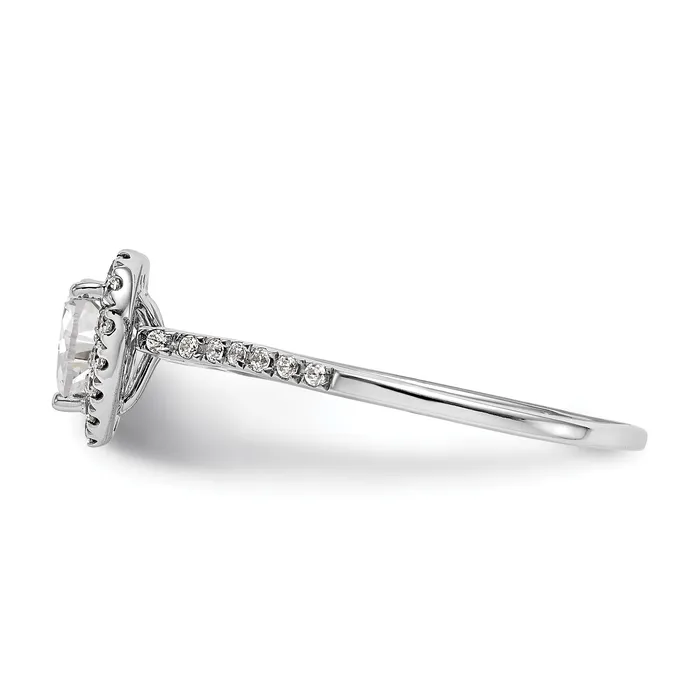 6mm Heart Shape CZ Halo Style Engagement Ring in 14K White Gold Goldiacom Rings