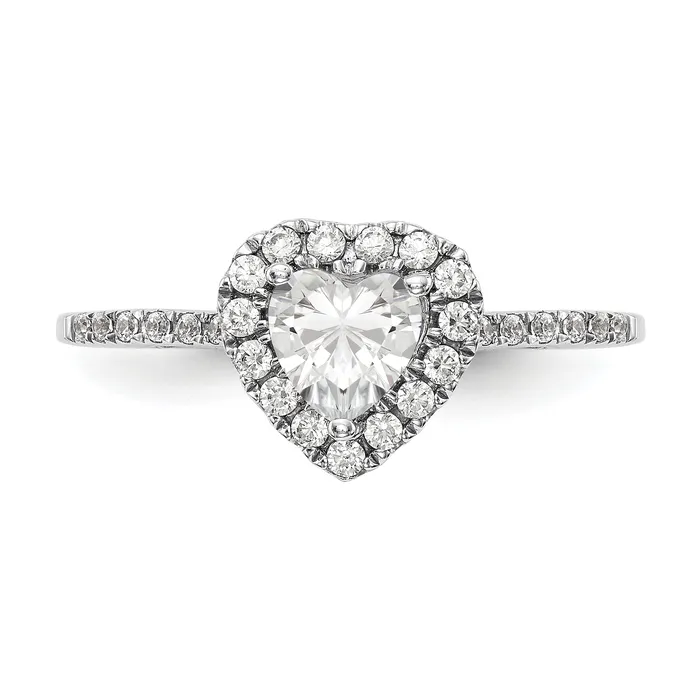 6mm Heart Shape CZ Halo Style Engagement Ring in 14K White Gold Goldiacom Rings