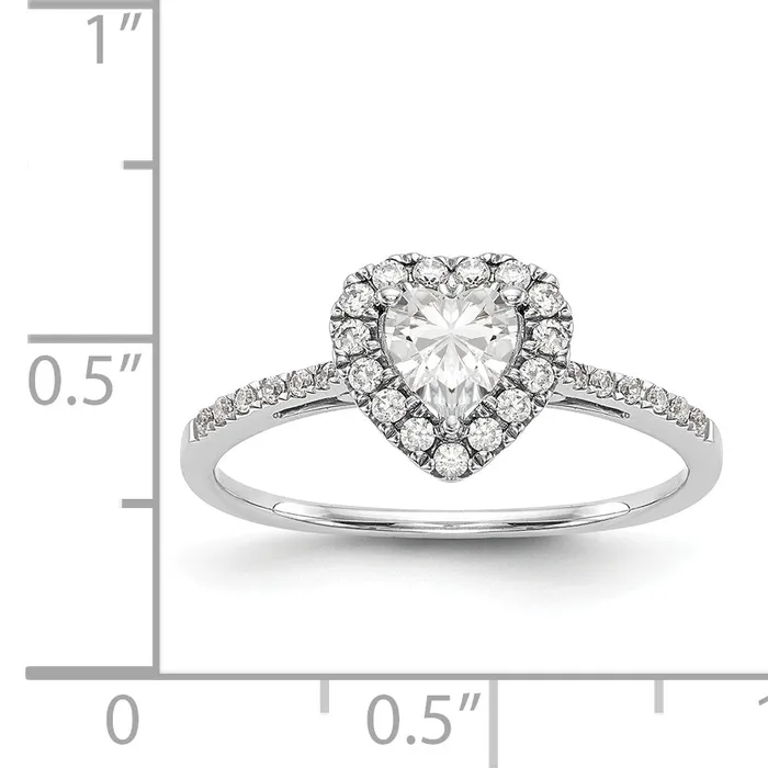 6mm Heart Shape CZ Halo Style Engagement Ring in 14K White Gold Goldiacom Rings