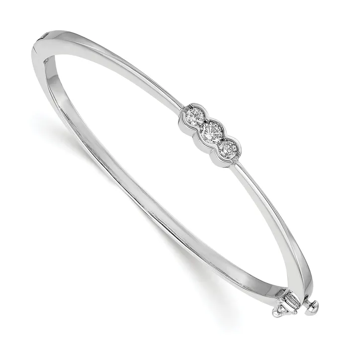Bracelets 14k White Gold 14 Ct Lab Grown Diamond VSSI G Bangle Bracelet Goldia