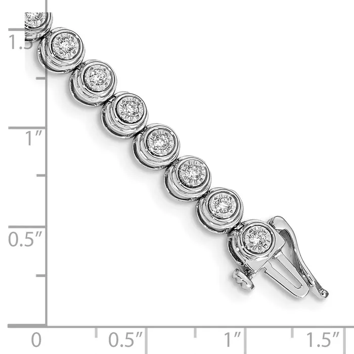 Bracelets 14k White Gold Natural Diamond Circle Link Bracelet goldiaca