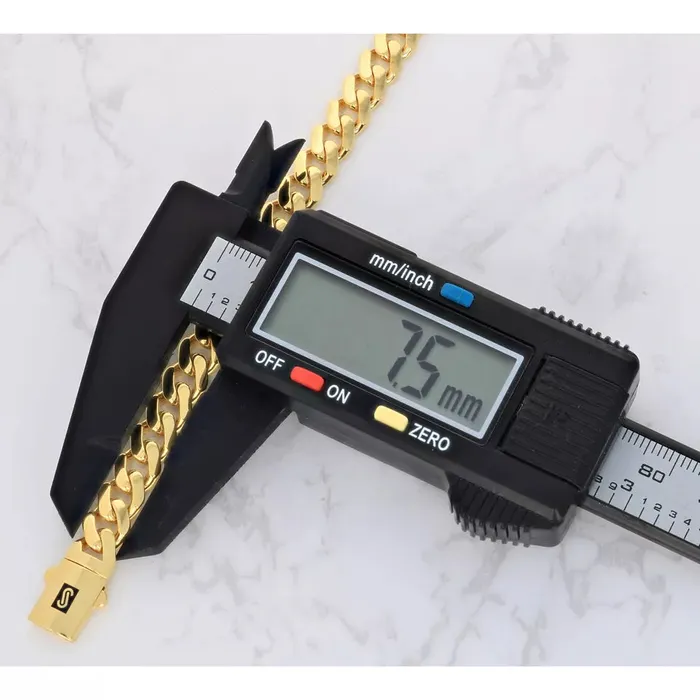 Bracelets Goldiacom 14K Yellow Gold Miami Cuban 75mm Royal Monaco Chain Bracelet 7 75 8 85 9