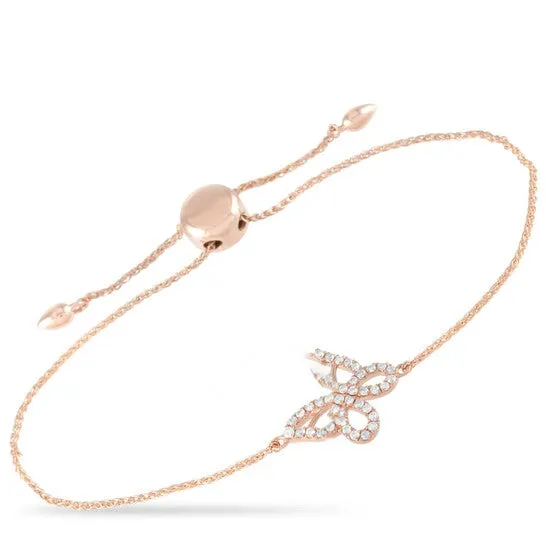 Bracelets JMS always Original LB Exclusive 14K Rose Gold 030 ct Diamond Butterfly Bracelet