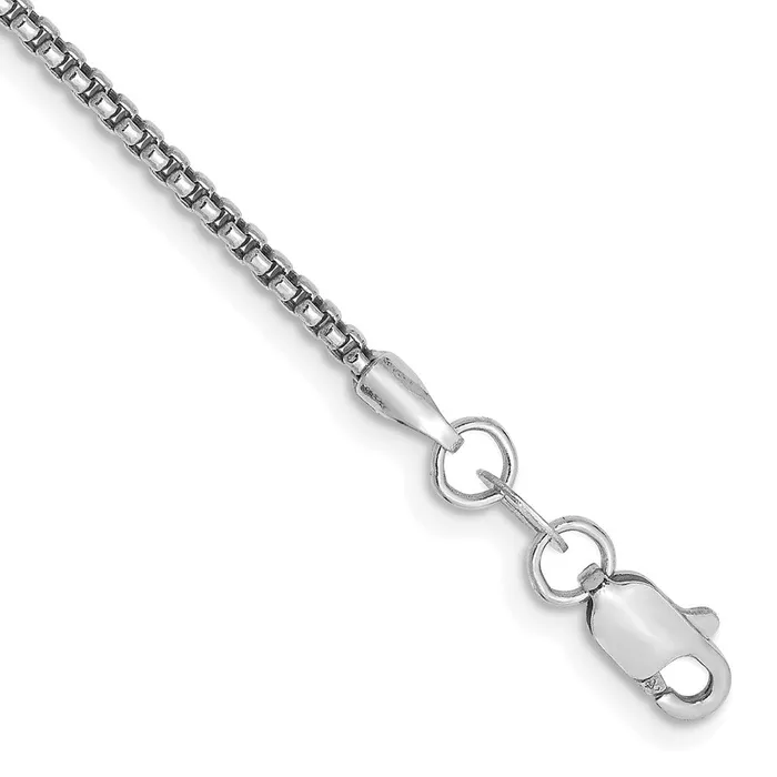 Bracelets MDS 14K White Gold 7 inch 15mm SemiSolid Round Box with Lobster Clasp Bracelet
