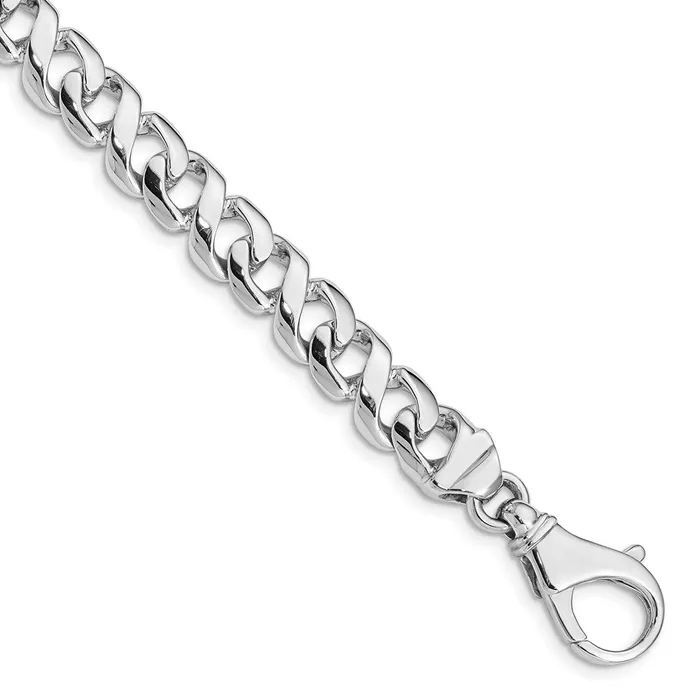 Bracelets MDS Solid 14K White Gold 875 inch 875mm Hand Polished Fancy Link with Fancy Lobster Clasp Bracelet