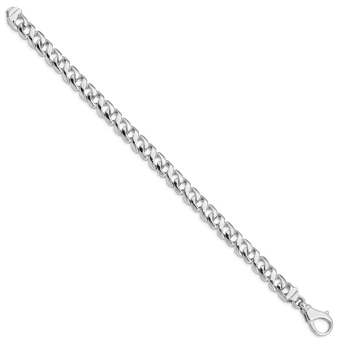 Bracelets MDS Solid 14K White Gold 875 inch 875mm Hand Polished Fancy Link with Fancy Lobster Clasp Bracelet