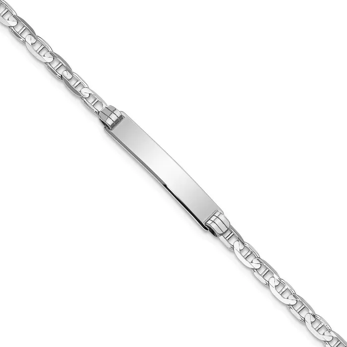 Bracelets MDS Solid 14K White Gold Anchor Link ID Bracelet