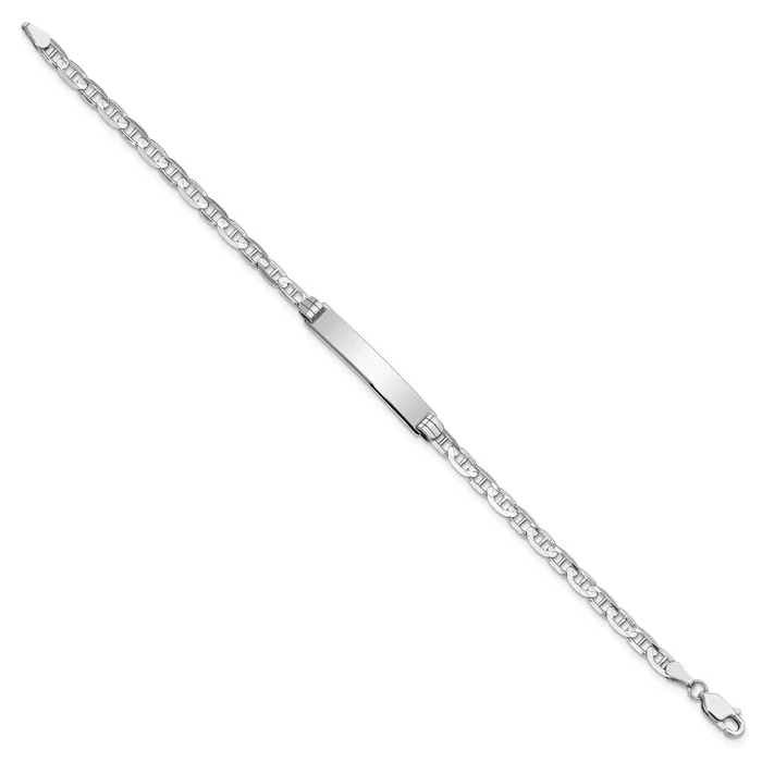 Bracelets MDS Solid 14K White Gold Anchor Link ID Bracelet
