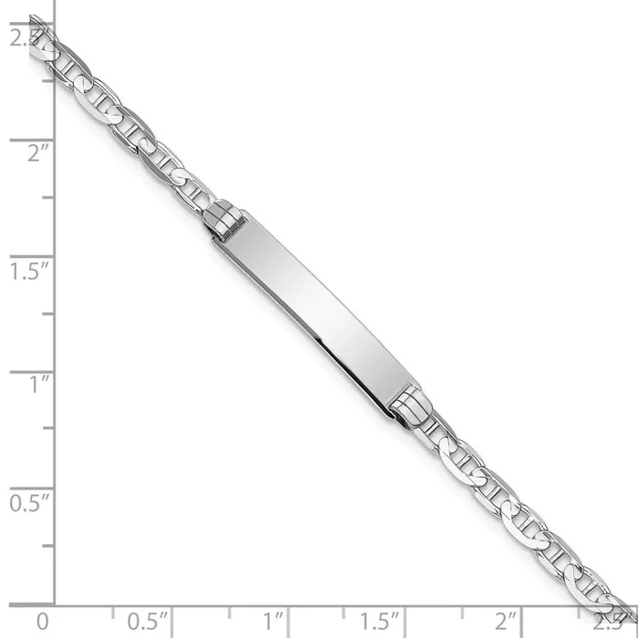 Bracelets MDS Solid 14K White Gold Anchor Link ID Bracelet