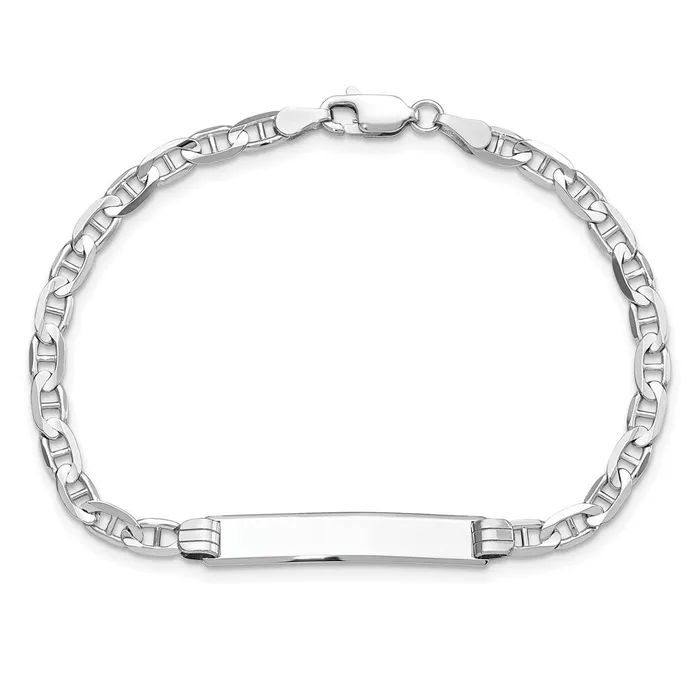 Bracelets MDS Solid 14K White Gold Anchor Link ID Bracelet