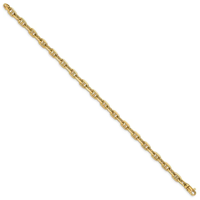 Bracelets MDS Solid 14K Yellow Gold 75 inch 51mm Hand Polished Fancy Link with Lobster Clasp Bracelet