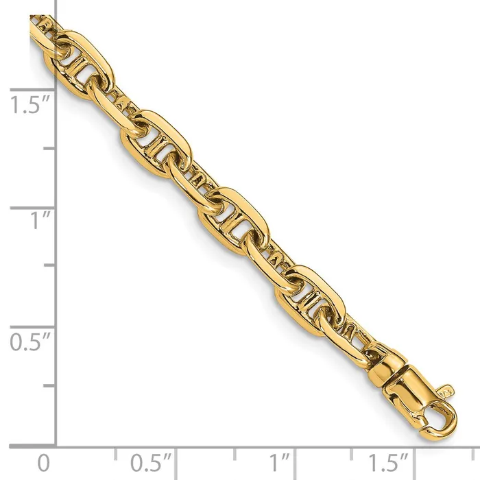Bracelets MDS Solid 14K Yellow Gold 75 inch 51mm Hand Polished Fancy Link with Lobster Clasp Bracelet