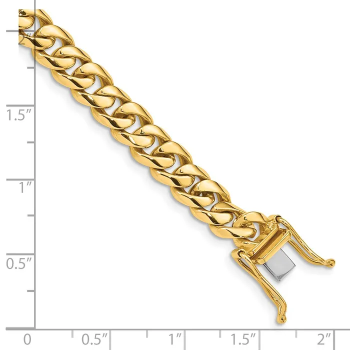 Bracelets MDS Solid 14K Yellow Gold 9 inch 725mm Hand Polished Rounded Curb Link with Box Catch Clasp Bracelet
