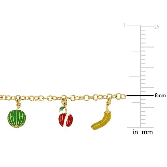 Bracelets Original Amour Five Fruit Enamel Charm Bracelet in Yellow Plated Sterling Silver JMS always