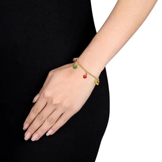 Bracelets Original Amour Five Fruit Enamel Charm Bracelet in Yellow Plated Sterling Silver JMS always