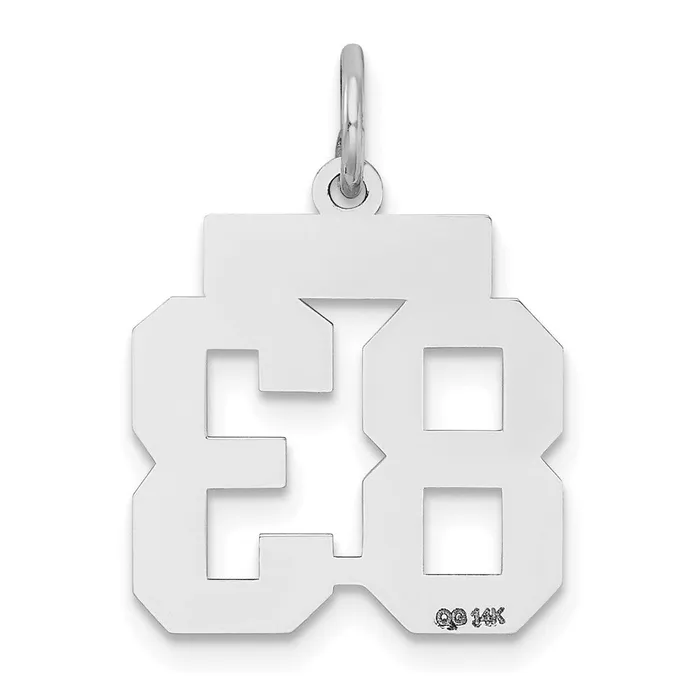 Charm Necklaces 14k White Goldw Small Satin Number 83 Charm Goldia
