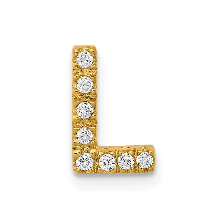 Charm Necklaces 14K Yellow Gold Real Diamond Letter L Initial Charm Goldia