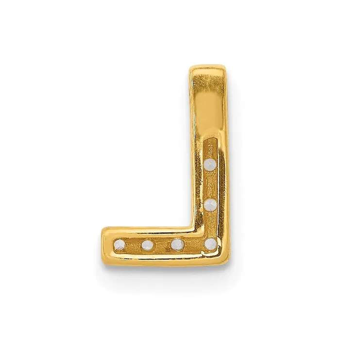 Charm Necklaces 14K Yellow Gold Real Diamond Letter L Initial Charm Goldia