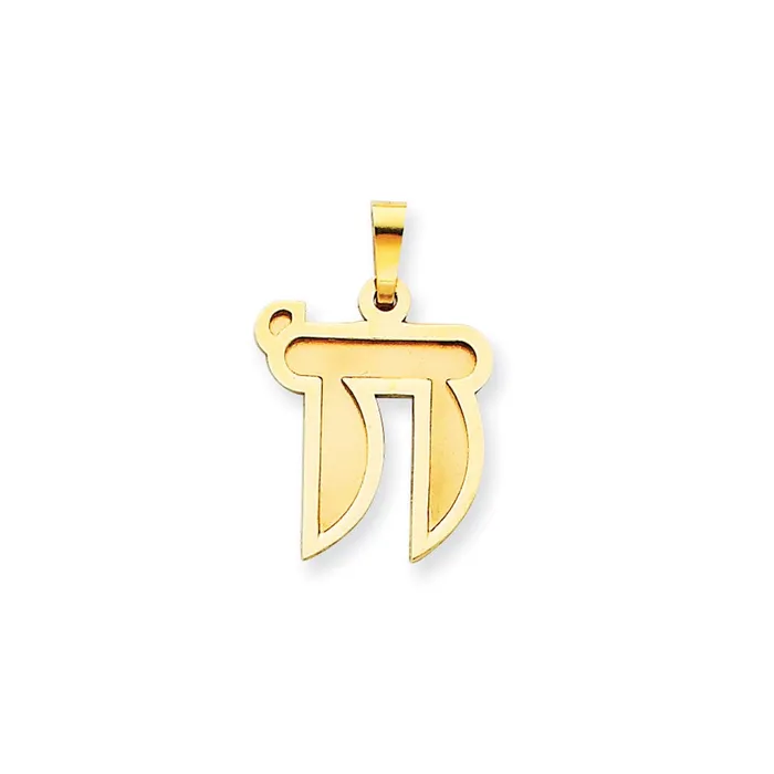 Charm Necklaces 14k Yellow Gold Solid Satin Chai Charm Goldia