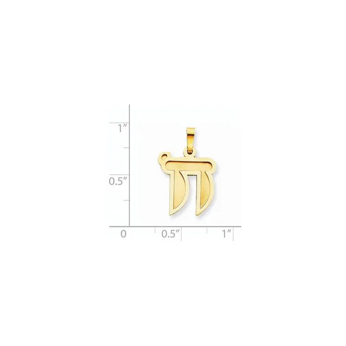 Charm Necklaces 14k Yellow Gold Solid Satin Chai Charm Goldia