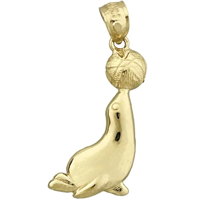 Charm Necklaces Goldia 14K Gold Sea Lion with Ball Charm