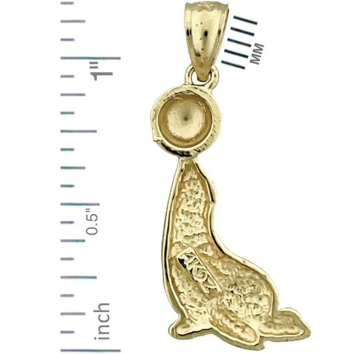 Charm Necklaces Goldia 14K Gold Sea Lion with Ball Charm