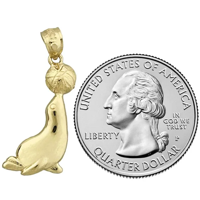 Charm Necklaces Goldia 14K Gold Sea Lion with Ball Charm