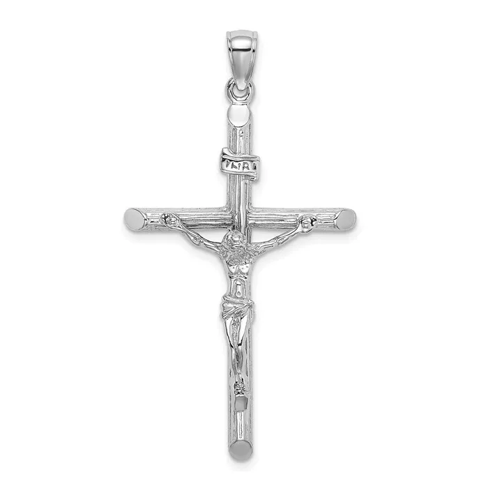 Charm Necklaces Goldia 14k White Gold Textured Crucifix Charm