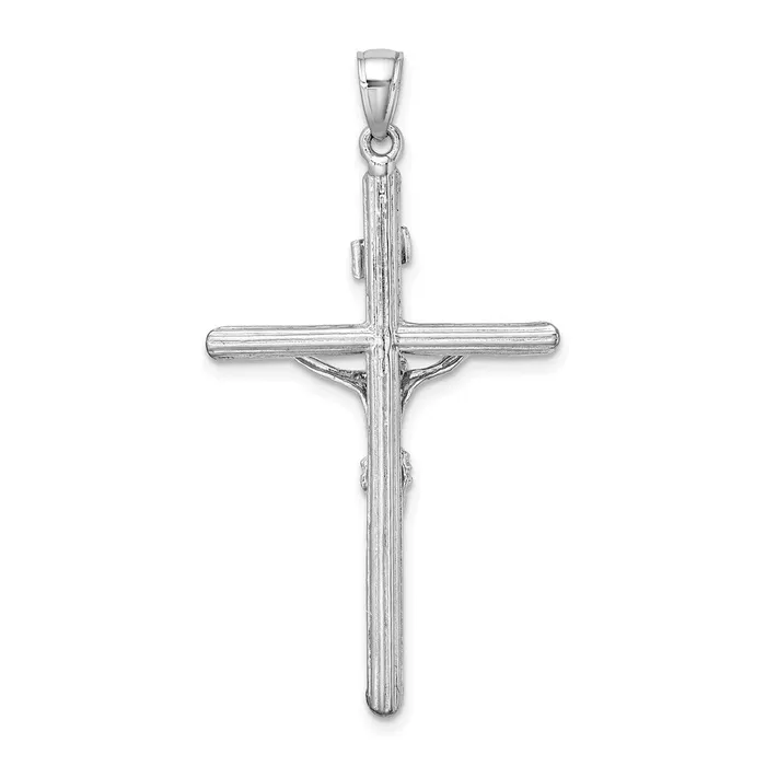 Charm Necklaces Goldia 14k White Gold Textured Crucifix Charm