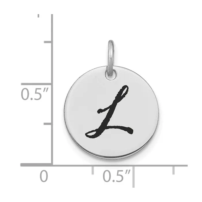 Charm Necklaces Goldia 14k White Goldw Polished Black Enamel Letter L Initial Disk Charm