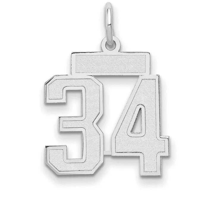 Charm Necklaces Goldia 14k White Goldw Small Satin Number 34 Charm