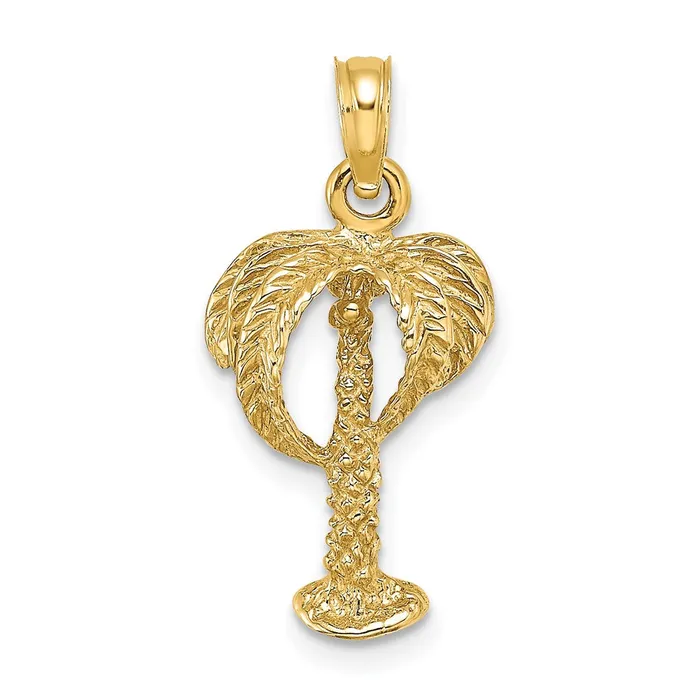 Charm Necklaces Goldia 14k Yellow Gold 2D Palm Tree w Coconuts Charm
