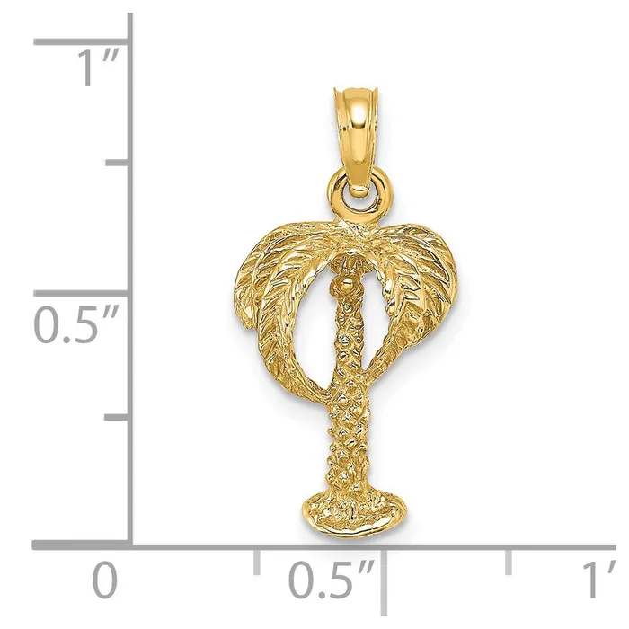 Charm Necklaces Goldia 14k Yellow Gold 2D Palm Tree w Coconuts Charm