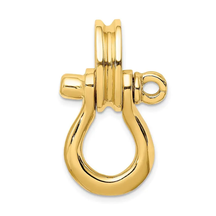 Charm Necklaces Goldia 14k Yellow Gold 3D Large Shackle W Pulley Bail Charm Charm Necklaces Goldia 14k Yellow Gold 3D Large Shackle W Pulley Bail Charm