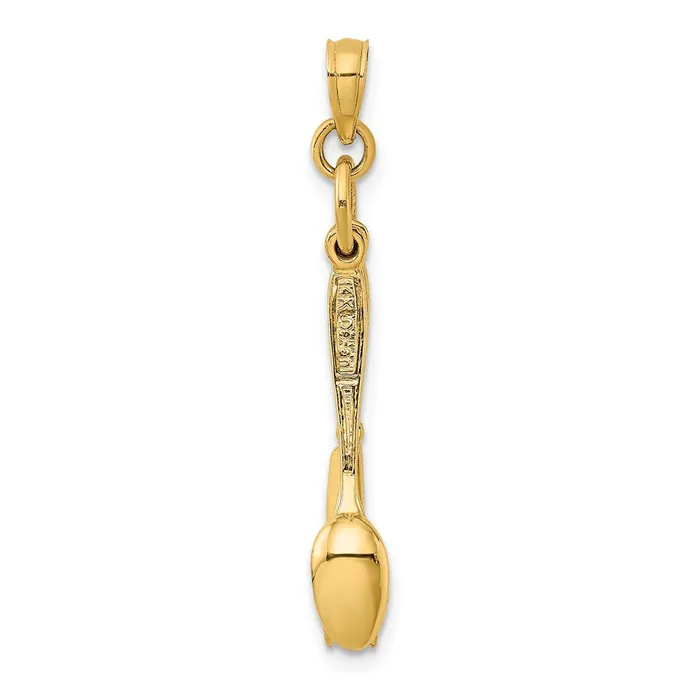 Charm Necklaces Goldia 14k Yellow Gold 3D Moveable Knife Fork and Spoon Charm