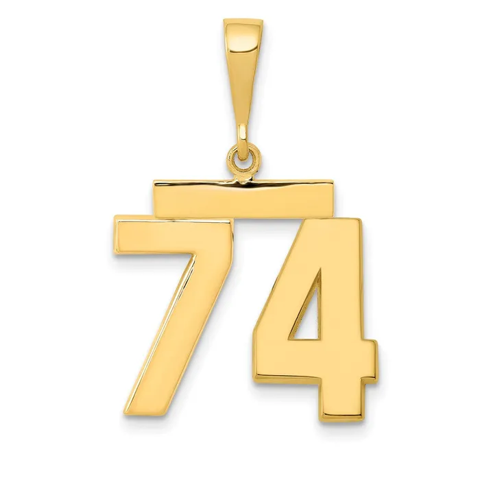 Charm Necklaces Goldia 14k Yellow Gold Medium Polished Number 74 Charm